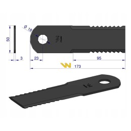 Forage harvester knife 173x50x3mm fi18 Claas Warynski