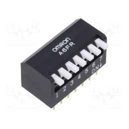 1 pcs x OMRON OCB - A6FR-7104 - Switch: DIP-SWITCH, OFF-ON, 0.025A/24VDC, Pos: 2, -20÷70°C, THT