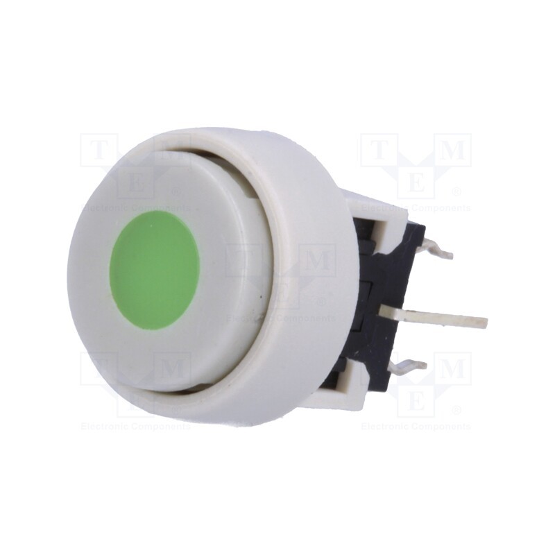 1 pcs x HIGHLY ELECTRIC - PB6136FBL-3 - Switch: keypad, Pos: 2, DPDT, 0.1A/30VDC, white, LED, green, THT, 1.5N