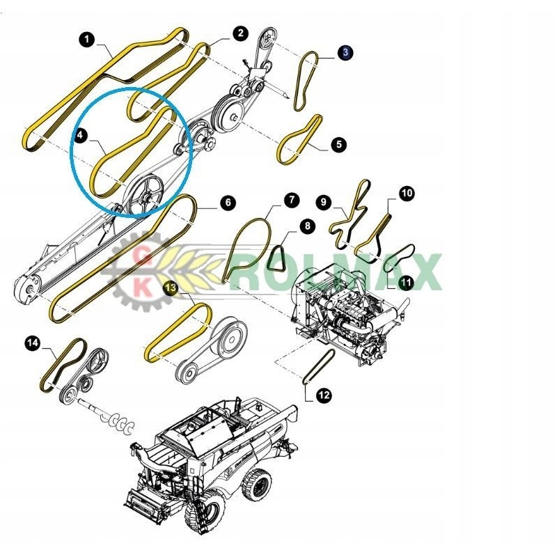 Transmission belt new holland 84168012 2hb drive hede
