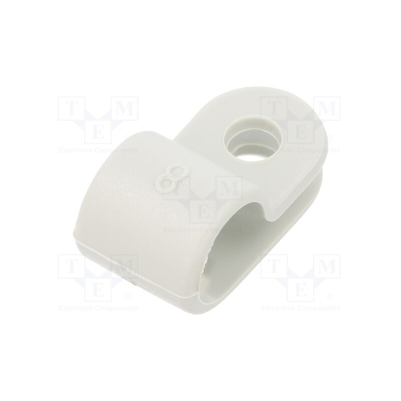 10 pcs x OBO BETTERMANN - 255 8 LGR - Fixing clamp, Cable P-clips, ØBundle : 8mm, W: 10mm, polyamide