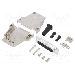 1 pcs x Amphenol Communications Solutions - L17D45ZF25-RG+L77HDB44S - D-Sub HD, PIN: 44, female, angled 45°, soldering, for cabl