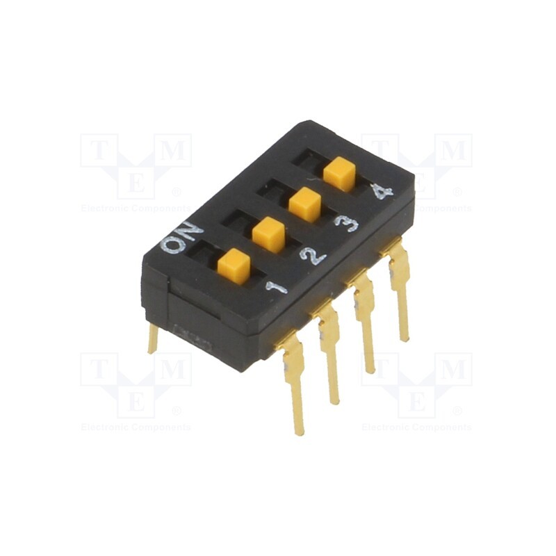 1 pcs x OMRON OCB - A6D-4103 - Switch: DIP-SWITCH, Poles number: 4, ON-OFF, 0.03A/30VDC, Pos: 2