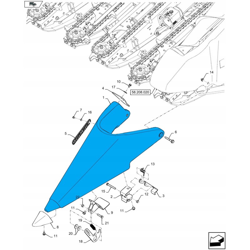 Line splitter, right, yellow 47392764 cnh