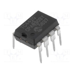 1 pcs x MICROCHIP TECHNOLOGY - TC4420CPA - IC: driver, MOSFET gate driver, DIP8, 6A, Ch: 1, 4.5÷18V