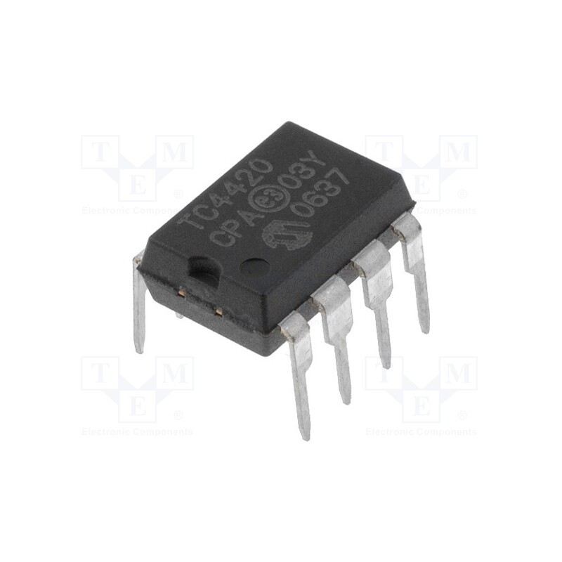 1 pcs x MICROCHIP TECHNOLOGY - TC4420CPA - IC: driver, MOSFET gate driver, DIP8, 6A, Ch: 1, 4.5÷18V