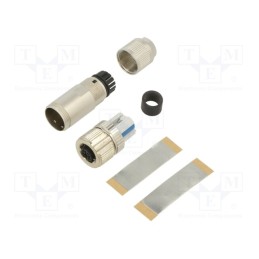 1 pcs x PHOENIX CONTACT - 1424683 - Plug, M12, PIN: 4, female, D code-Ethernet, for cable, push-lock