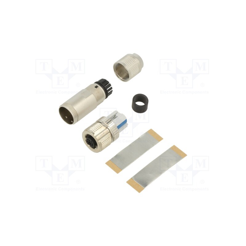 1 pcs x PHOENIX CONTACT - 1424683 - Plug, M12, PIN: 4, female, D code-Ethernet, for cable, push-lock