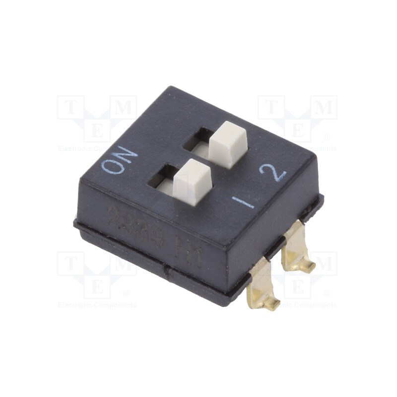 1 pcs x OMRON OCB - A6SN2104 - Switch: DIP-SWITCH, Poles number: 2, ON-OFF, 0.025A/24VDC, Pos: 2