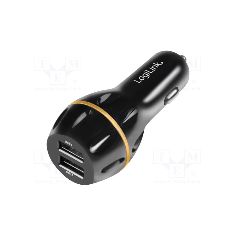 1 pcs x LOGILINK - PA0201 - USB power supply, USB A socket x2, Sup.volt: 12÷24VDC, black