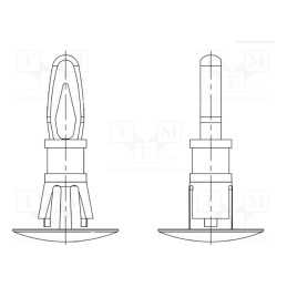 10 pcs x DREMEC - 8GG01V42695 - Assembly stud, polyamide 66, L: 4.8mm, latch/latch, natural