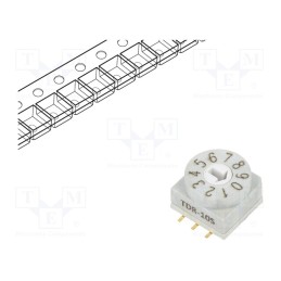 1 pcs x SUNGMUN ELECTRONICS - TDR-10S-TR - Encoding switch, DEC/BCD, Pos: 10, SMT, Rcont max: 80mΩ, 7Ncm, T/S/Q