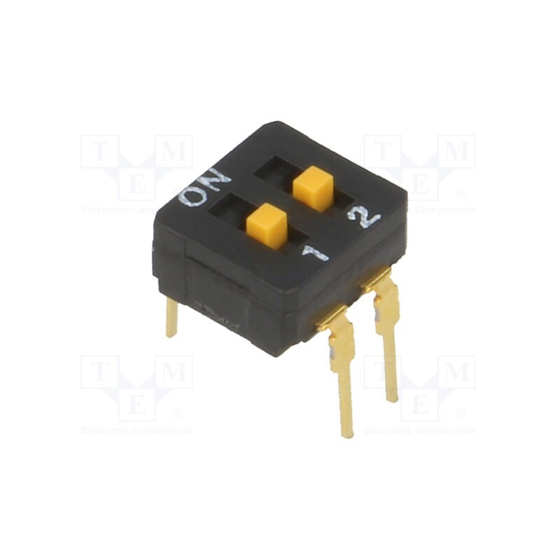 1 pcs x OMRON OCB - A6D-2103 - Switch: DIP-SWITCH, Poles number: 2, ON-OFF, 0.03A/30VDC, Pos: 2