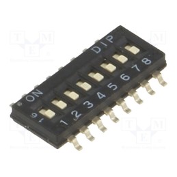 1 pcs x CANAL ELECTRONIC - DHN-08F-T-V - Switch: DIP-SWITCH, Poles number: 8, ON-OFF, 0.1A/50VDC, Pos: 2