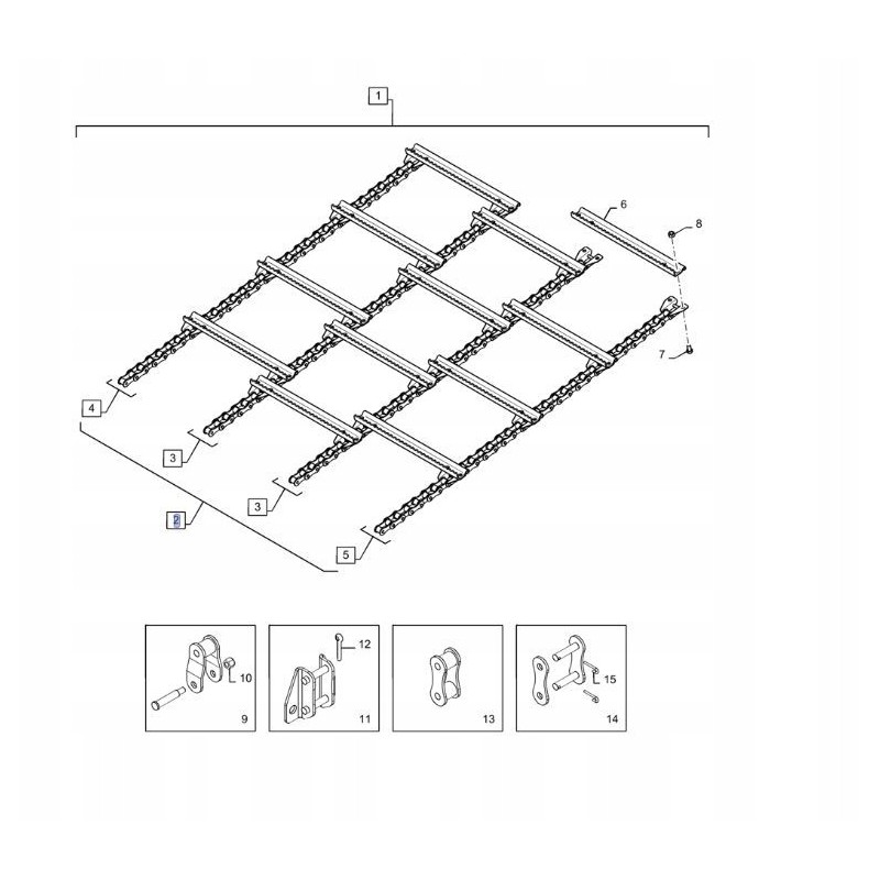 New Holland CR 8432617 Inclined Feeder Chain