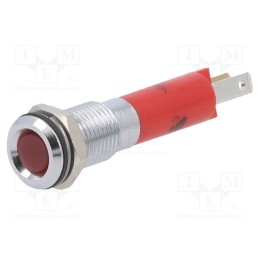 1 pcs x CML INNOVATIVE TECHNOLOGIES - 19010253 - Indicator: LED, flat, red, 12VDC, Ø8mm, connectors 2,0x0,8mm, metal