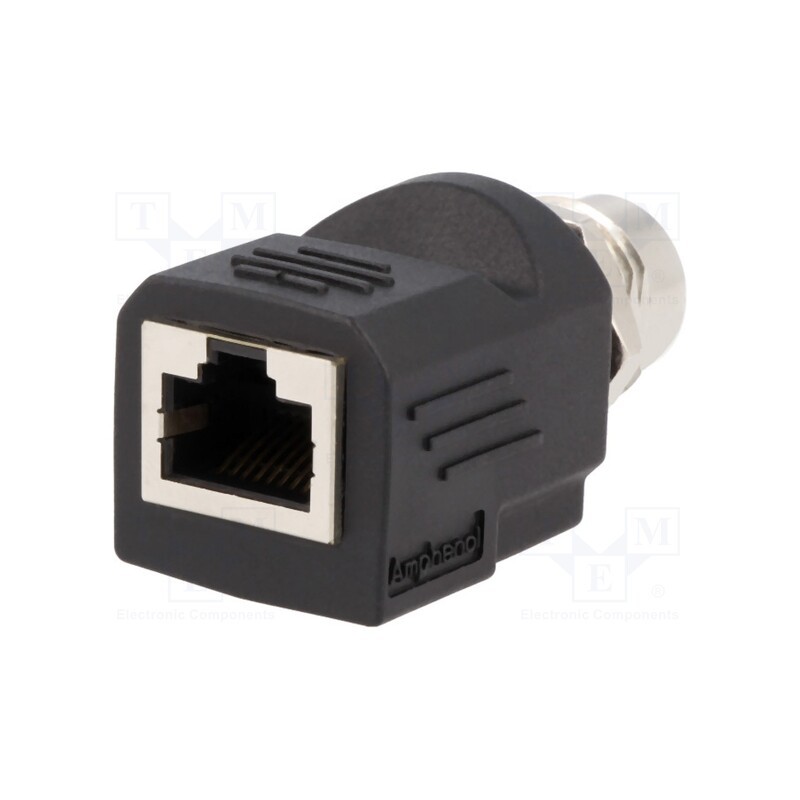 1 pcs x AMPHENOL LTW - RJS-12D04FF-LS8001 - Adapter, M12 female,RJ45 socket, D code-Ethernet, PIN: 4, Cat: 5e
