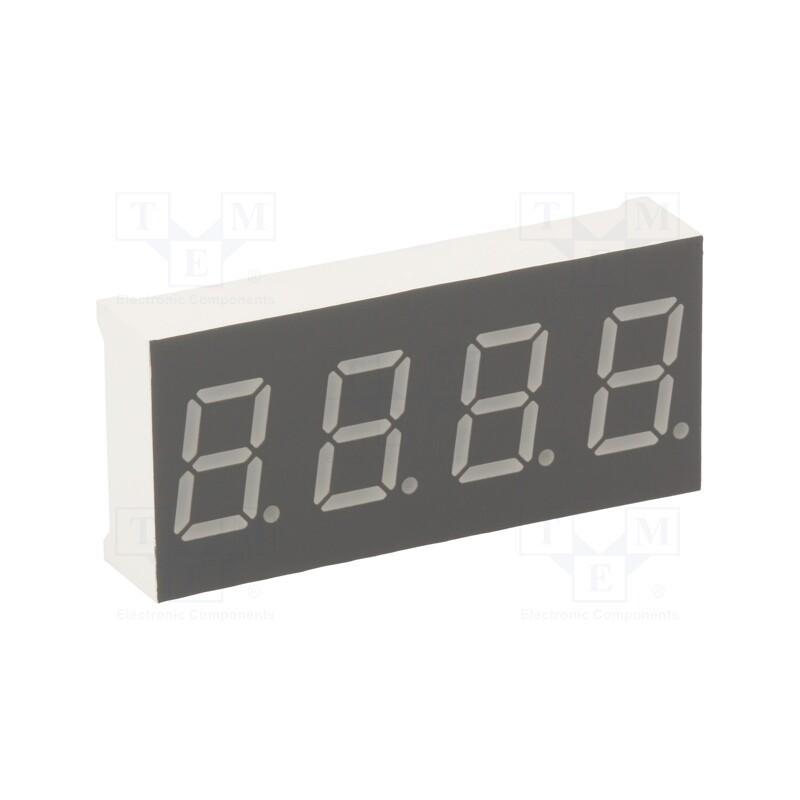 1 pcs x LUCKYLIGHT - KW4-401AGA - Display: LED, 7-segment, 10.16mm, 0.4', No.char: 4, yellow-green