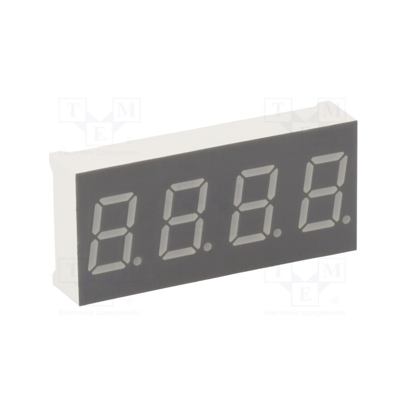 1 pcs x LUCKYLIGHT - KW4-401CGA - Display: LED, 7-segment, 10.16mm, 0.4', No.char: 4, yellow-green