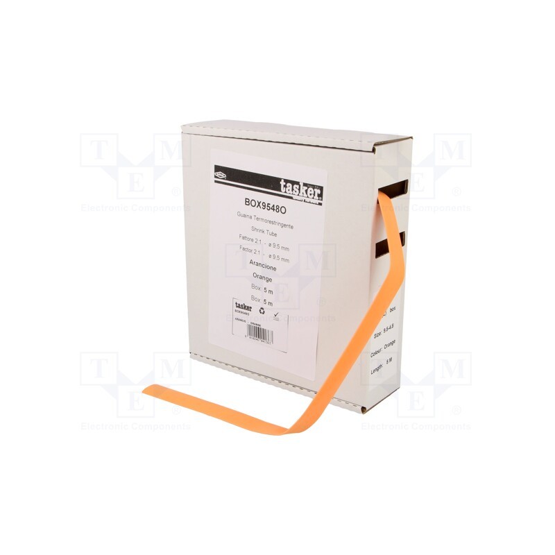 1 pcs x TASKER - BOX 9548 O - Heat shrink sleeve, glueless, 2: 1, 9.5mm, L: 5m, orange
