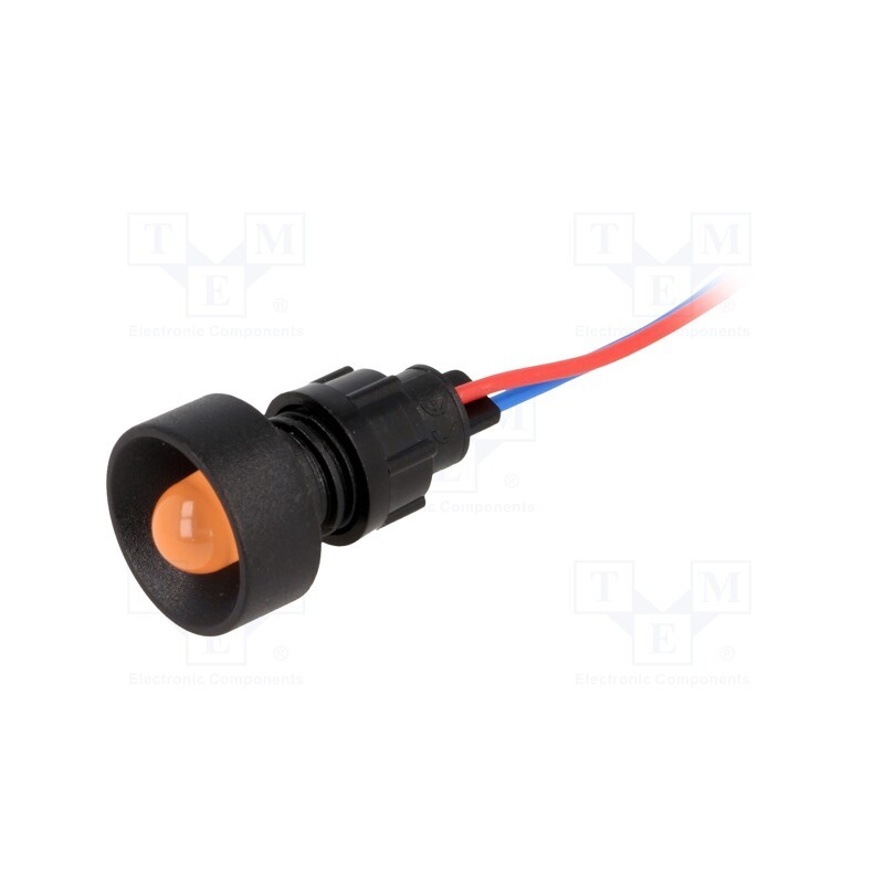 1 pcs x POLAM-ELTA - LO-D10-12AC/DC - Indicator: LED, recessed, orange, 12VDC, 12VAC, Ø13mm, IP40, plastic