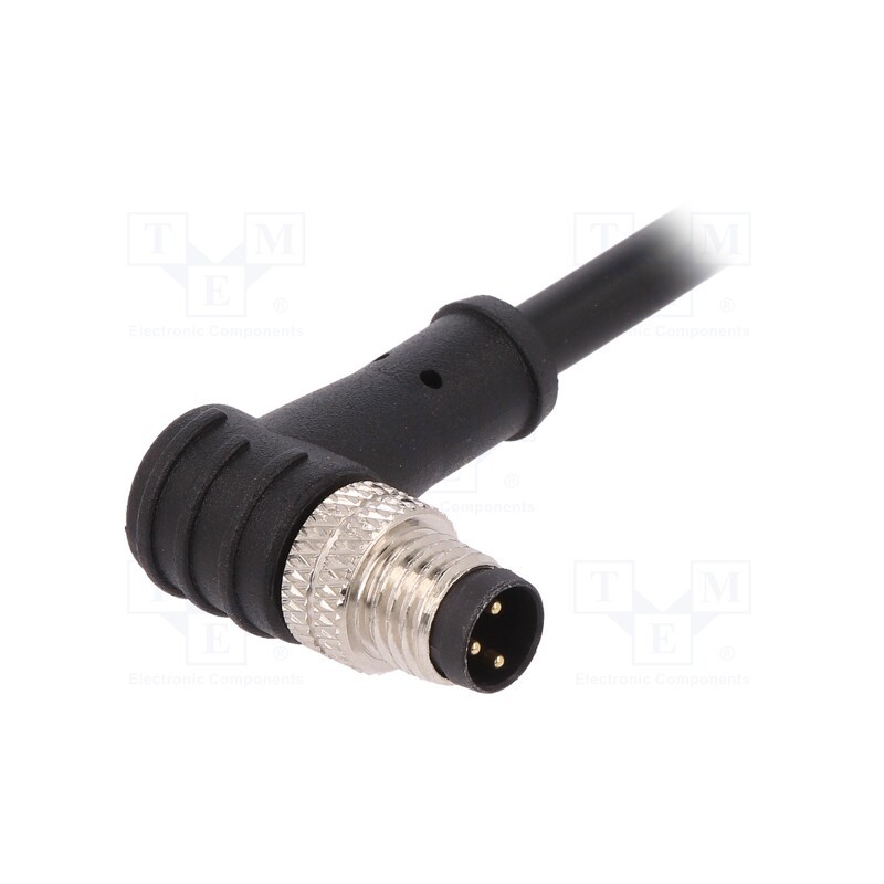 1 pcs x BULGIN - PXPPVC08RAM03ACL010PVC - Connector: M8, male, PIN: 3, angled, with strain relief,with lead