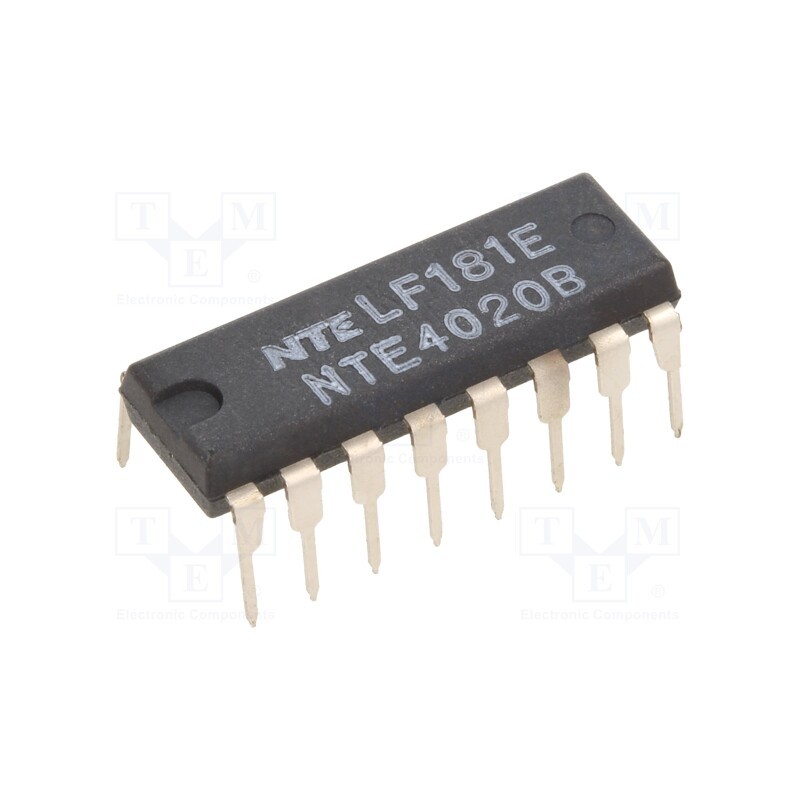 1 pcs x NTE Electronics - NTE4020B - IC: digital, 14bit,binary counter, CMOS, THT, DIP16, 3÷18VDC, 600uA