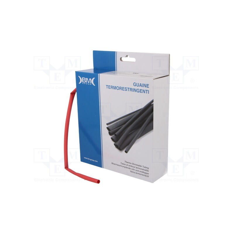 1 rol x BM GROUP - GBS064MRO - Heat shrink sleeve, glueless, 2: 1, 6.4mm, L: 9m, polyolefine