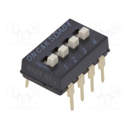 1 pcs x C&K - SDA04H1BD - Switch: DIP-SWITCH, Poles number: 4, ON-OFF, 0.025A/24VDC, Pos: 4