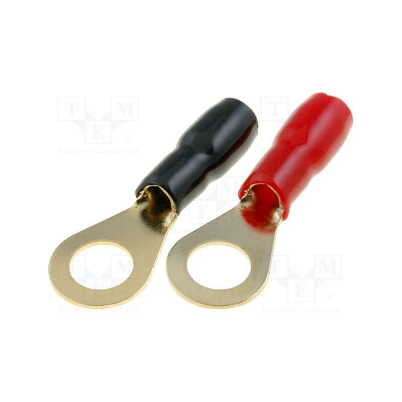 1 set x 4CARMEDIA - TERMINAL-RING-8G - Terminal: ring, M8, 10mm2, gold-plated, insulated, red and black