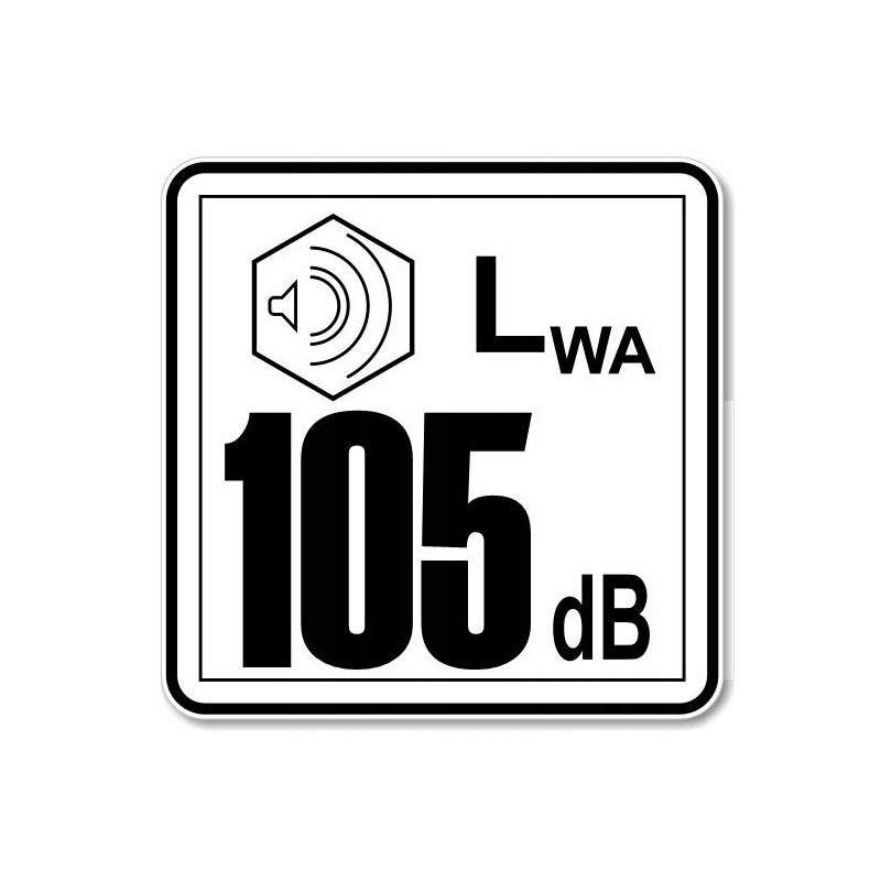 Lion sticker 105 db marking the power of the noise level
