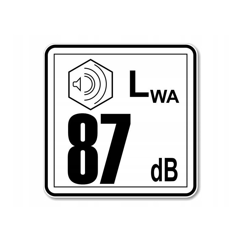 Lion sticker 87 dB marking the power of the noise level