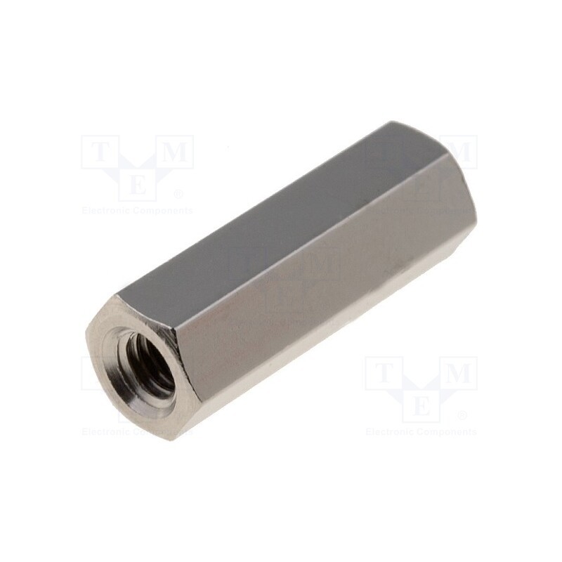 10 pcs x VOGT - M30015.00.65 - Screwed spacer sleeve, 15mm, Int.thread: M3, brass, nickel