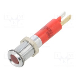 1 pcs x CML INNOVATIVE TECHNOLOGIES - 19010353 - Indicator: LED, flat, red, 24VDC, Ø8mm, connectors 2,0x0,8mm, metal