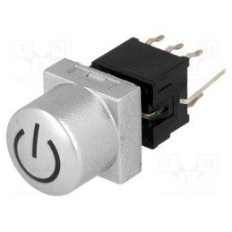 1 pcs x HIGHLY ELECTRIC - PB61302BL-13-101 - Switch: keypad, POWER, Pos: 2, DPDT, 0.1A/30VDC, silver, LED, THT