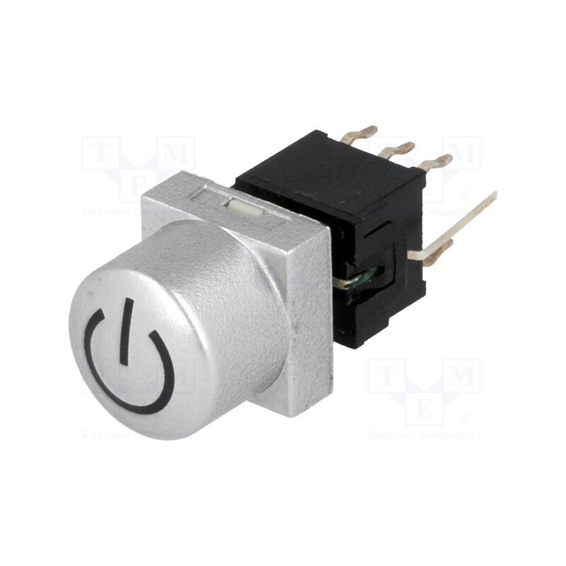 1 pcs x HIGHLY ELECTRIC - PB61302BL-13-101 - Switch: keypad, POWER, Pos: 2, DPDT, 0.1A/30VDC, silver, LED, THT