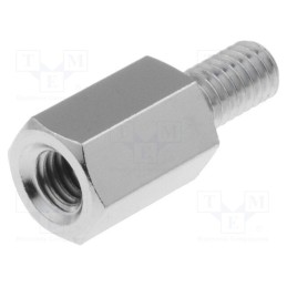 10 pcs x DREMEC - 216X10 - Screwed spacer sleeve, 10mm, Int.thread: M4, Ext.thread: M4, brass