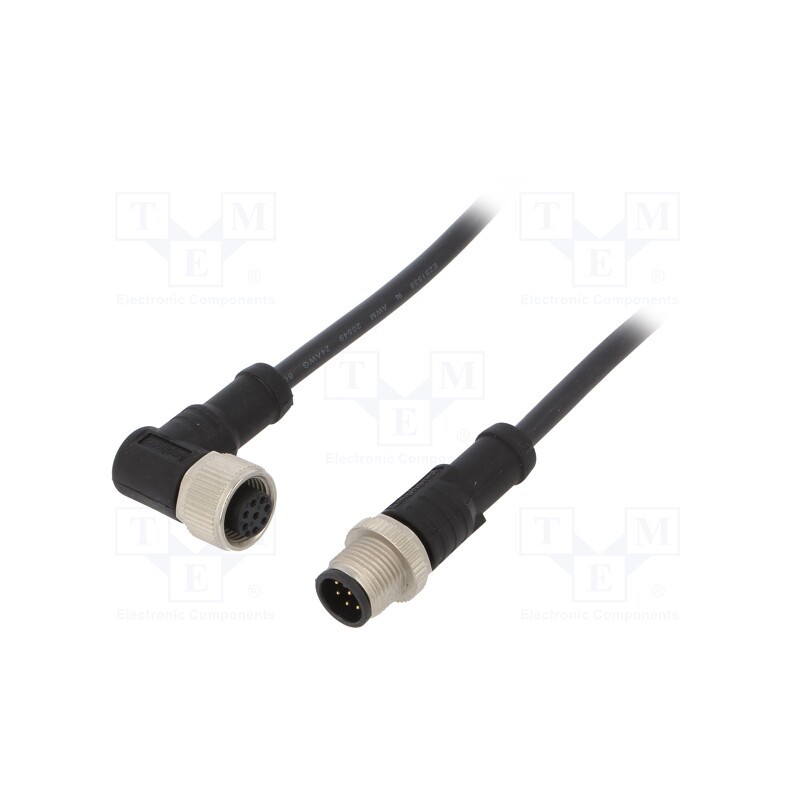 1 pcs x AMPHENOL LTW - M12A08ML-12AFR-SB001 - Cable: for sensors/automation, PIN: 8, M12-M12, 1m, plug, plug, 30V