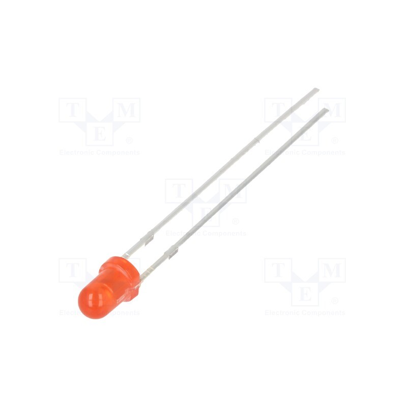 1 pcs x OPTOSUPPLY - OS5RAA3134A-1-TU - LED, 3mm, red, 10000÷12000mcd, 30°, Front: convex, 1.8÷2.6V
