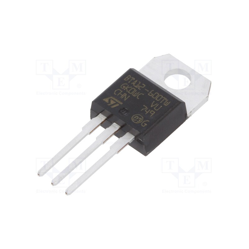 1 pcs x STMicroelectronics - BTA12-600TWRG - Triac, 600V, 12A, TO220ABIns, Igt: 5mA, logic level