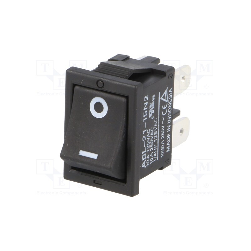 1 pcs x OMRON OCB - A8L-21-15N2 - ROCKER, DPST, Pos: 2, ON-OFF, 10A/250VAC, black, none, Body: black