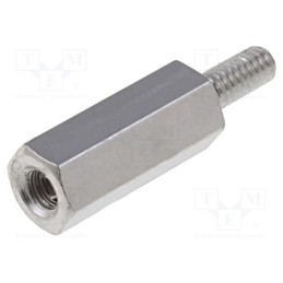 10 pcs x DREMEC - 211X10 - Screwed spacer sleeve, 10mm, Int.thread: M2, Ext.thread: M2, brass