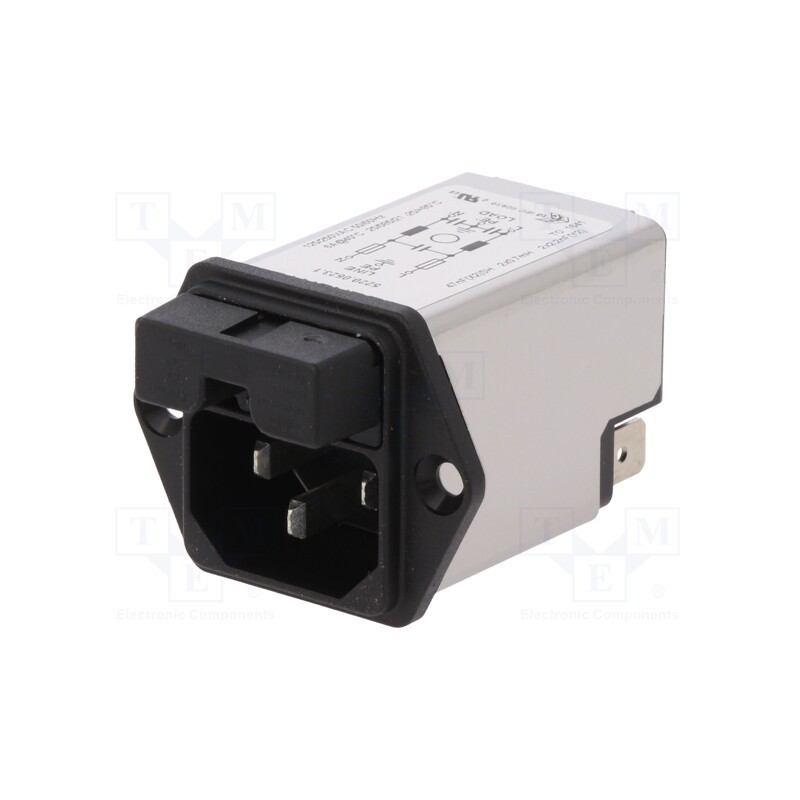 1 pcs x SCHURTER - 5220.0623.1 - Connector: AC supply, socket, male, 6A, 250VAC, IEC 60320, C14 (E)