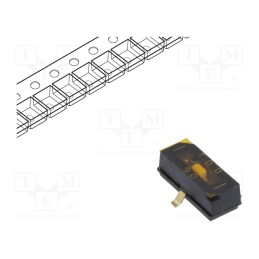 1 pcs x C&K - TDD01H0SB1R - Switch: DIP-SWITCH, Poles number: 1, ON-OFF, 0.025A/24VDC, Pos: 2