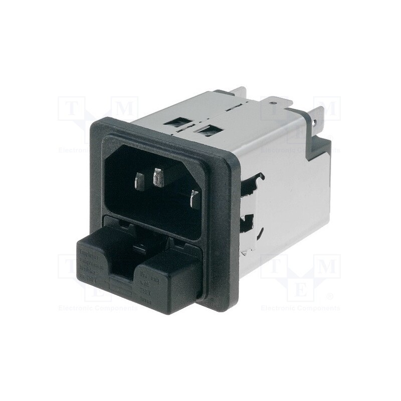 1 pcs x SCHURTER - 5220.0243.1 - Connector: AC supply, socket, male, 2A, 250VAC, IEC 60320, C14 (E)