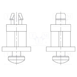 10 pcs x DREMEC - 8GG01V42748 - PCB distance, polyamide 66, L: 9.5mm, latch/latch, natural