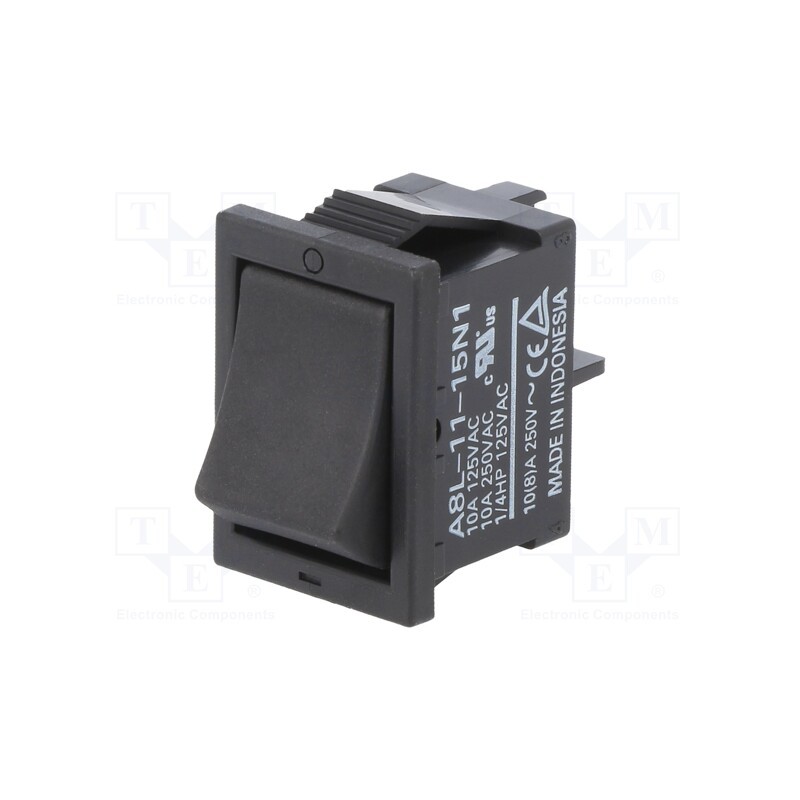 1 pcs x OMRON OCB - A8L1115N1 - ROCKER, SPST, Pos: 2, ON-OFF, 10A/250VAC, black, IP40, none, -20÷55°C
