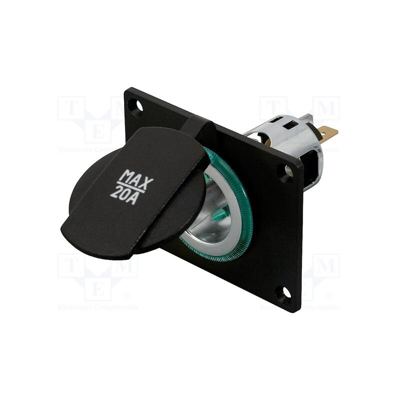 1 pcs x PRO CAR - 68141000 - Car lighter socket, car lighter socket x1, 16A, black,green