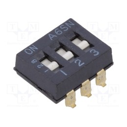 1 pcs x OMRON OCB - A6SN3101 - Switch: DIP-SWITCH, Poles number: 3, ON-OFF, 0.025A/24VDC, Pos: 2