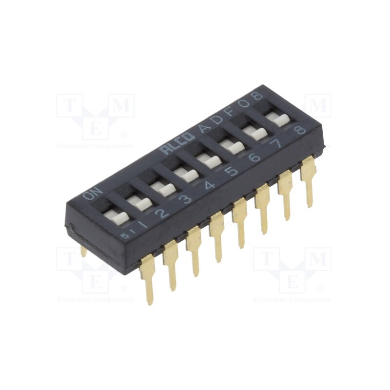 1 pcs x TE Connectivity - 1-1825002-4 - Switch: DIP-SWITCH, Poles number: 8, ON-OFF, -0.025A/24VDC, Pos: 2
